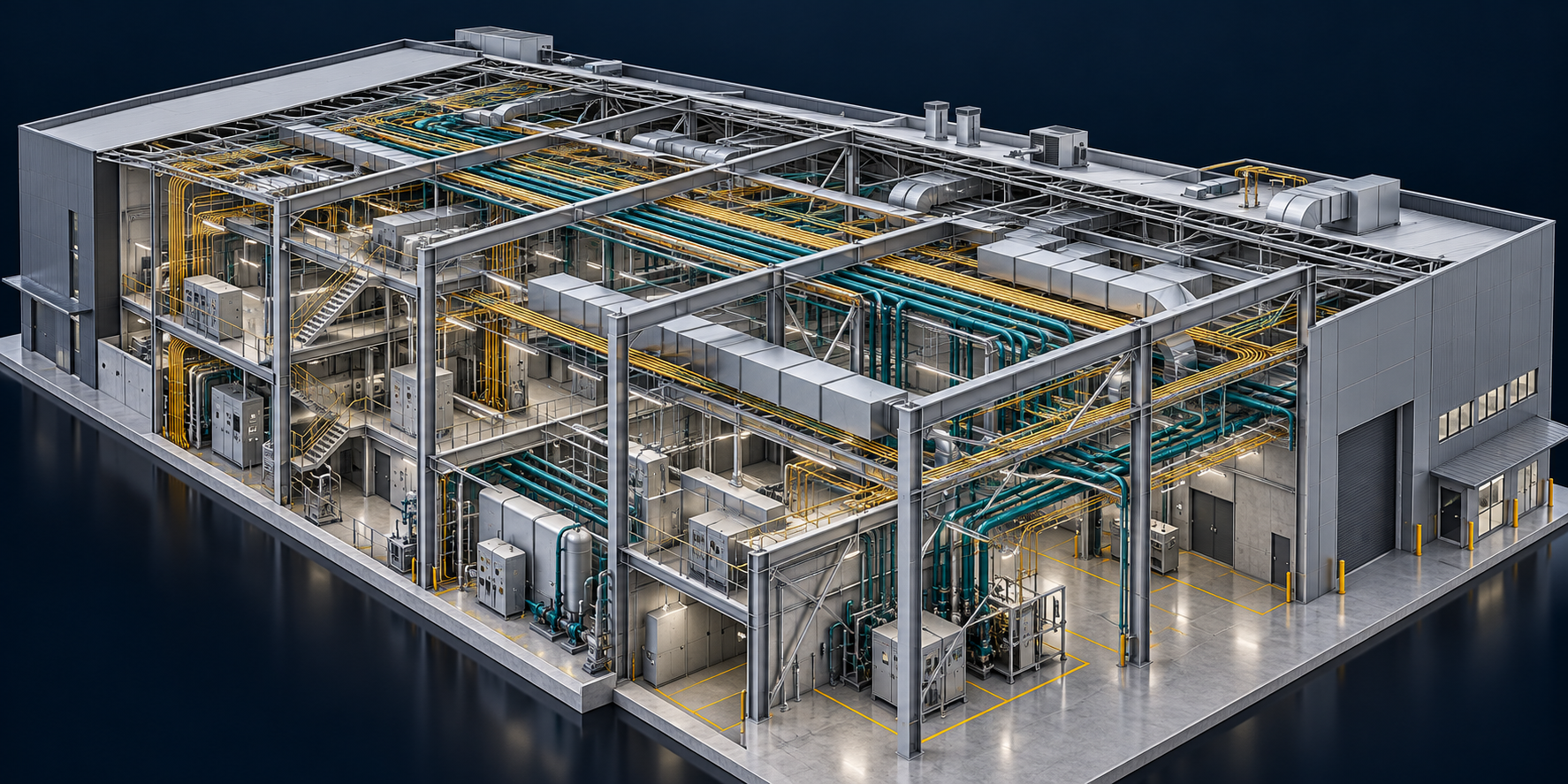 Illustrative 3D BIM model with coordinated building services